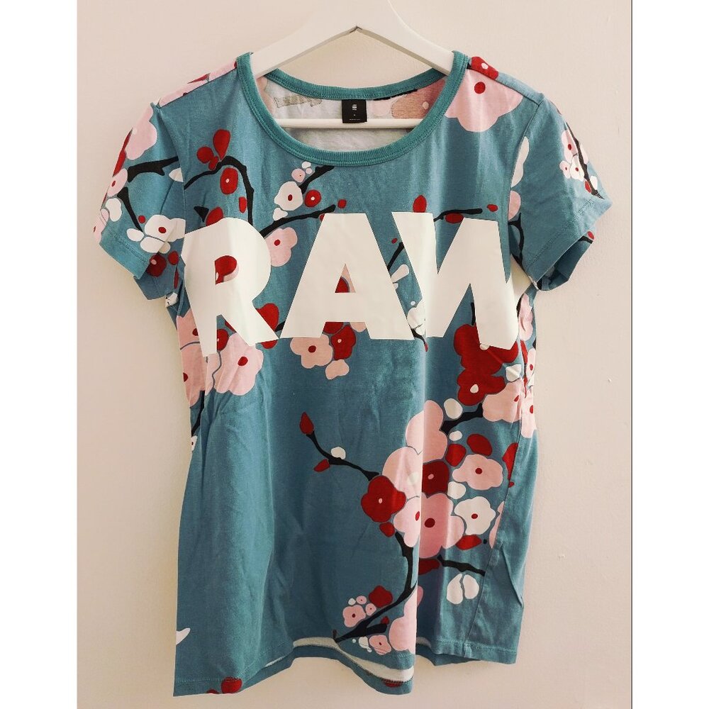 G-Star Raw Sakura Print Graphic Tee Organic Cotton Size M